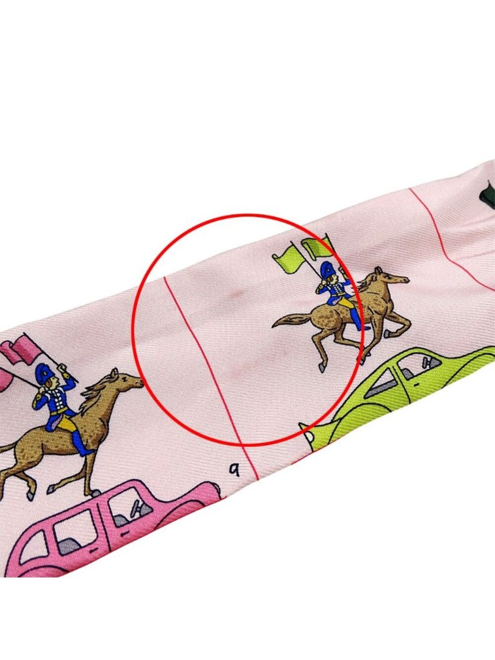 Hermes Scarf Twilly Silk Pink Horse Car - Picture 8 of 9